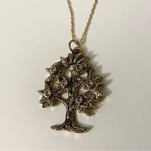 Good Luck Money Tree Gold Tone Necklace